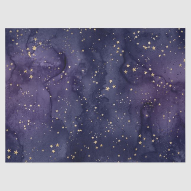 Papel De Seda Galaxia púrpura y azul con desenlace estelar (Anverso)