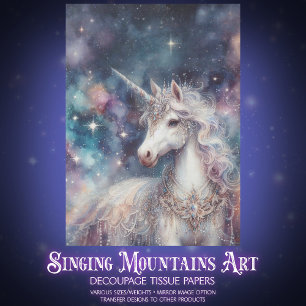 Papel De Seda Galaxia Unicornio Fantasía Decoupage