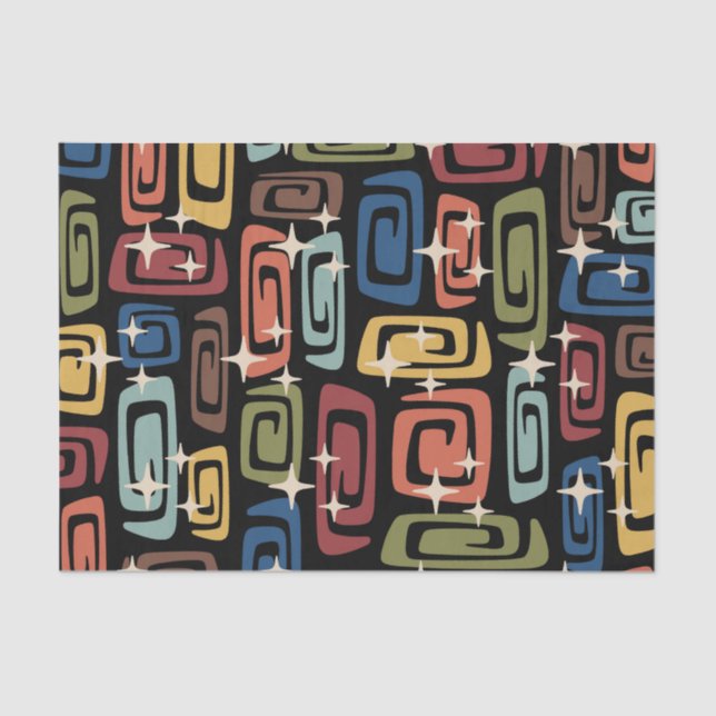 Papel De Seda Galaxias cósmicas modernas de mediados de siglo (Anverso)