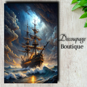 Papel De Seda Galeón Viaje Tempestuoso Decoupage