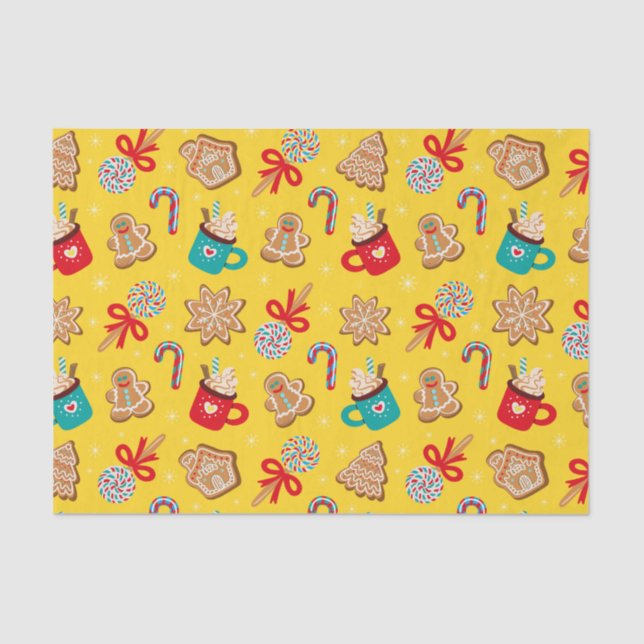 Papel De Seda Galletas de Navidad antiguas, caramelos y tazas (Anverso)