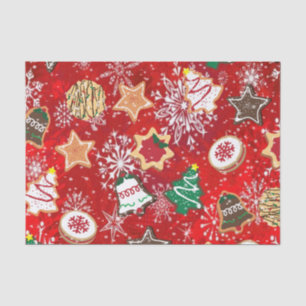 Papel De Seda Galletas de Navidad y Copos de Nieve en Rojo