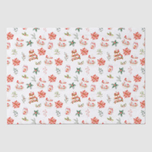 Papel De Seda Galletas de Navidad y follaje rojo