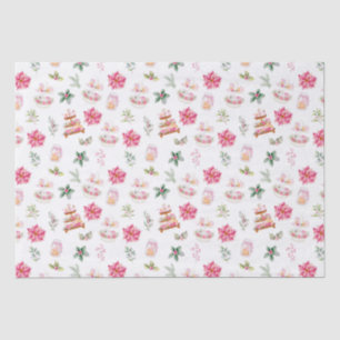 Papel De Seda Galletas de Navidad y Follaje Rosa