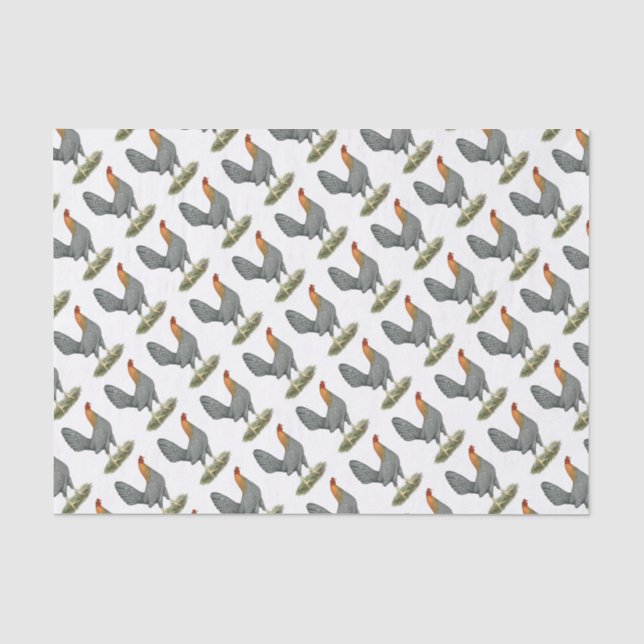 Papel De Seda Gallina de Combate Azul Rojo (Anverso)