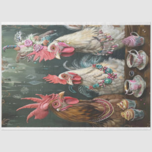 Papel De Seda Gallinas de Té Alto Aves de Corral Decoupage