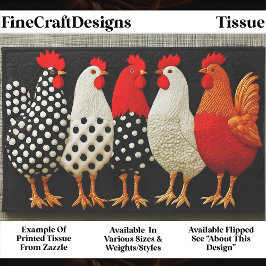 Papel De Seda Gallinas y Gallos de Campo Divertidos Bordados EN2