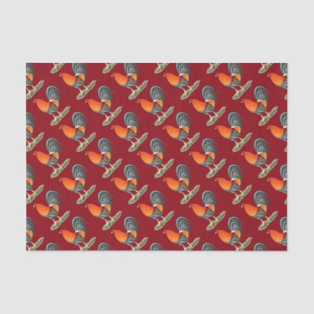 Papel De Seda Gallo Azul Rojo Gamecock (Anverso)