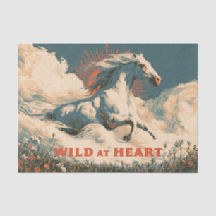 Papel De Seda Gallo Blanco Galopante "Salvaje de Corazón" Retro