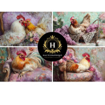 Gallo de Campo Francés Romántico Decoupage