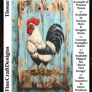 Papel De Seda Gallo de Granja Campestre Francés DB7L Decoupage