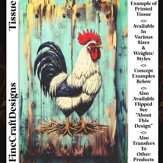 Papel De Seda Gallo de granja campestre francés DB7RF decoupage (Subido por el creador)