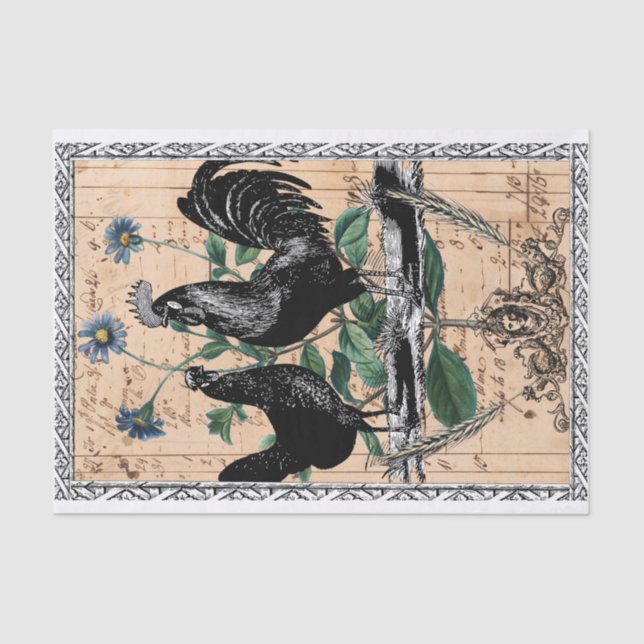 Papel De Seda Gallo de granja de época (Anverso)