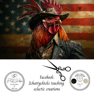 Papel De Seda Gallo de la bandera patriótica de EE. UU. con técn