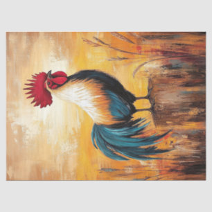 Papel De Seda Gallo en un poste de pintura al óleo decoupage