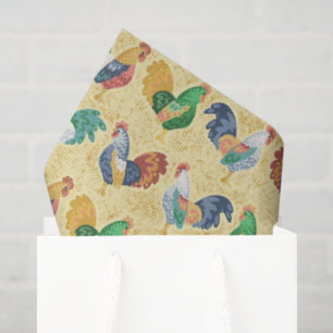 Papel De Seda Gallo Retro Campestre