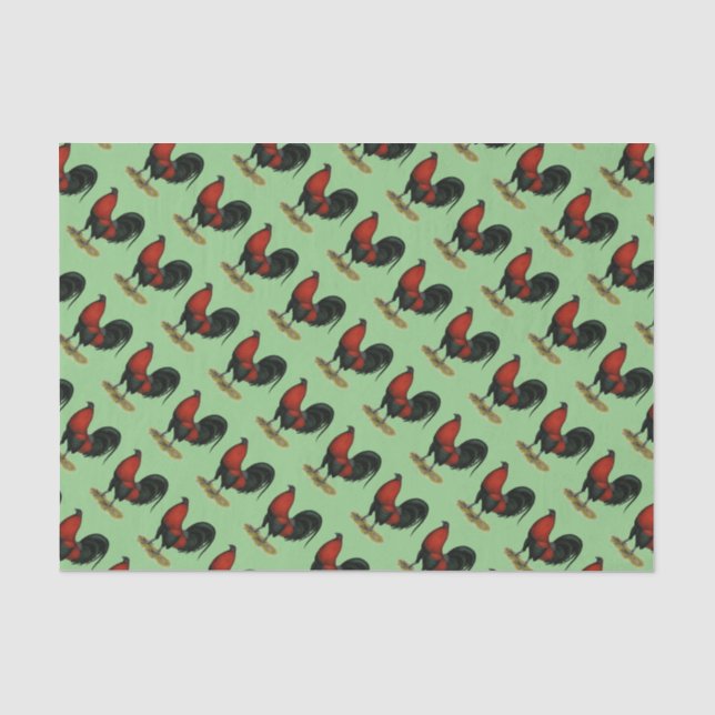 Papel De Seda Gallo Rojo Negro Americano BB (Anverso)