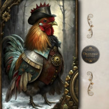 Gallo Steampunk Caprichoso Granja Vintage Decoupag