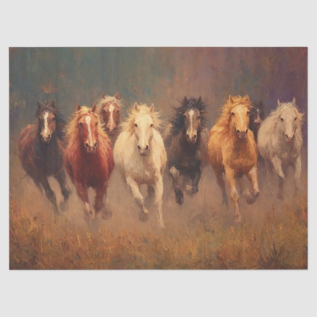 Papel De Seda Galloping Freedom Horses Decoup (Anverso)