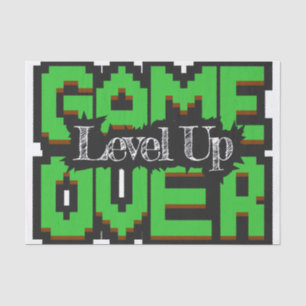 Papel De Seda Game Over, Level Up: Mundo de Juego Retro Pixelado