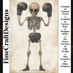 Papel De Seda Ganadora Victoria Pose Skeleton Boxer AJ6 Decoupag