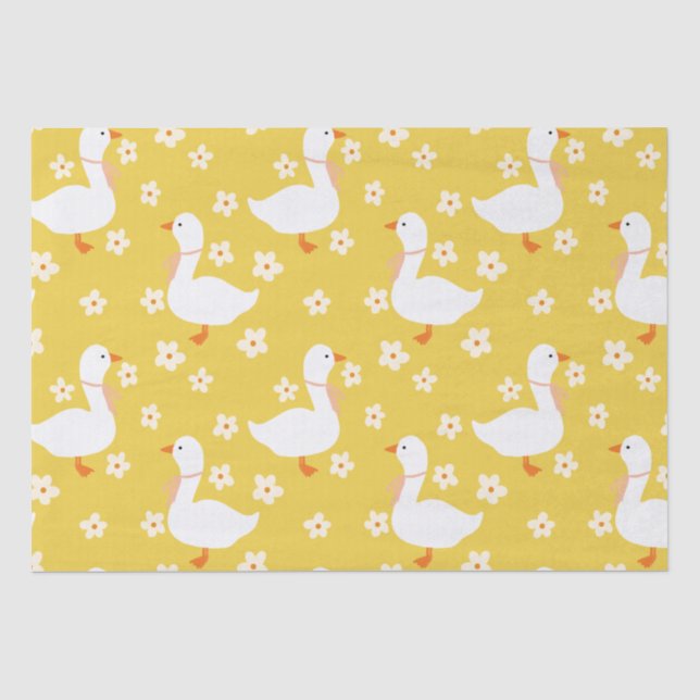 Papel De Seda Ganso blanco y maricas Gracias amarillo (Anverso)