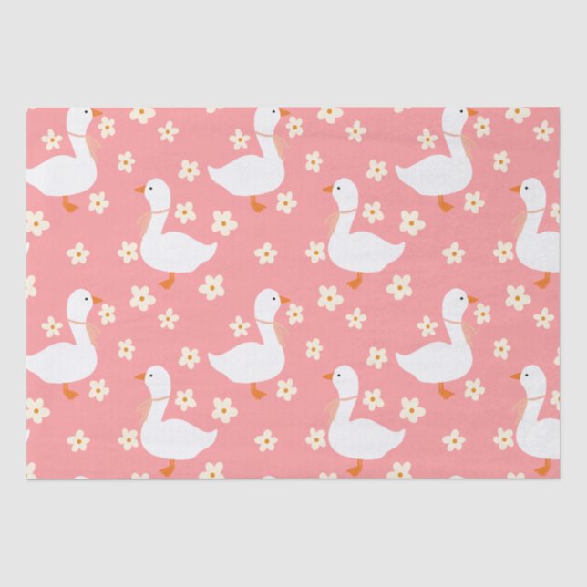 Papel De Seda Ganso blanco y maricas gracias rosado (Anverso)