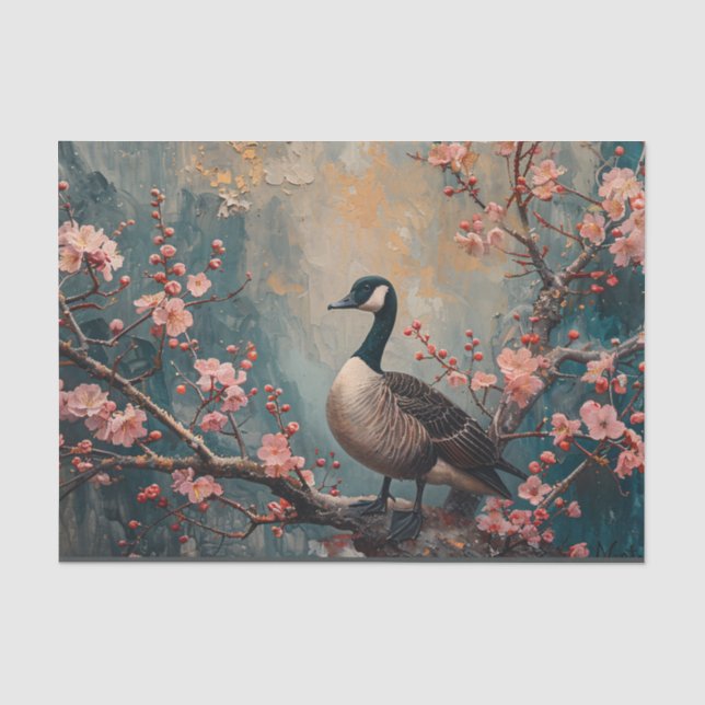 Papel De Seda Ganso de Canadá Decoupage de Pintura de Flores de  (Anverso)
