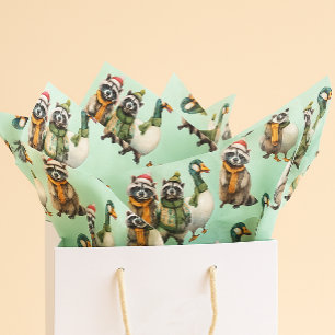 Papel De Seda Ganso tonto de Navidad Mapache salvaje 