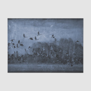 Papel De Seda Gansos Vintage Decoupage Antiguo Azul Textura