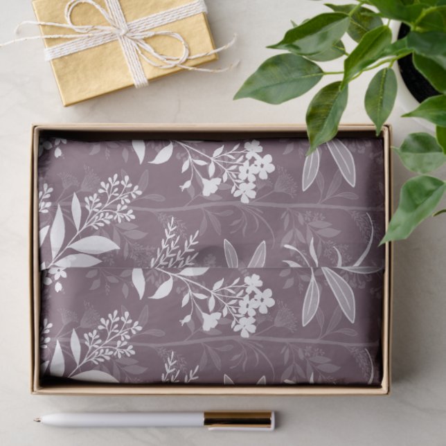 Papel De Seda Garden Dream Elegant botanical silhouette - plum (Regalo )