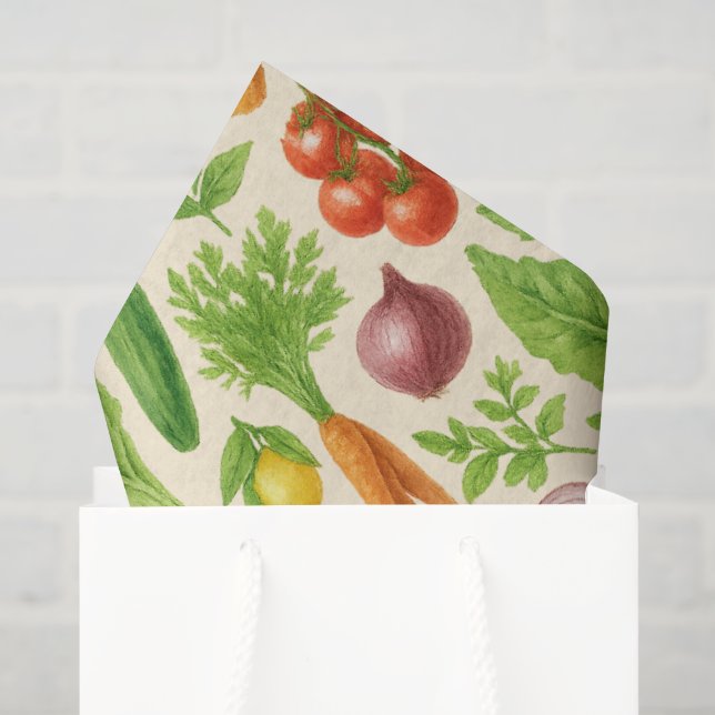 Papel De Seda Garden-Fresh Veggies Tissue — Medium | Cream  (Bolsa de regalo)