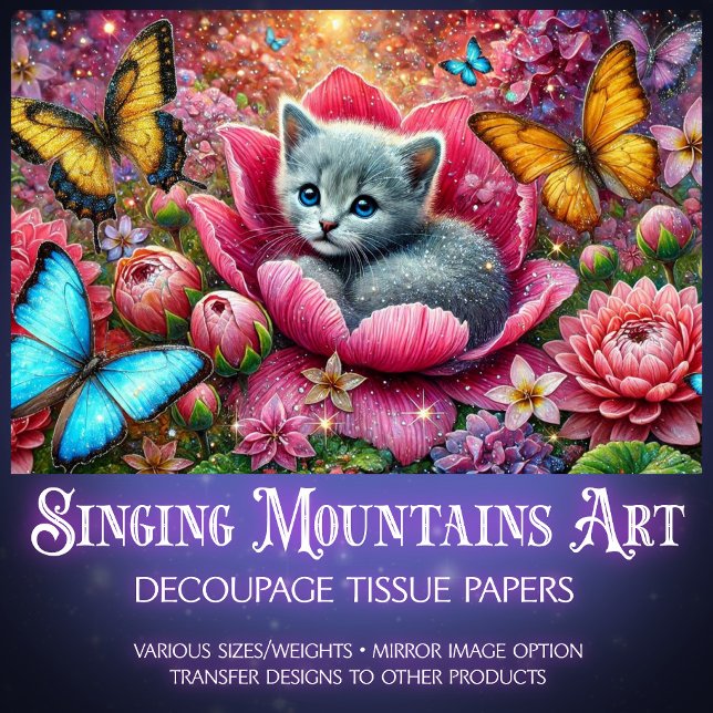 Papel De Seda Garden Kitty Whimsy Decoupage  (Subido por el creador)
