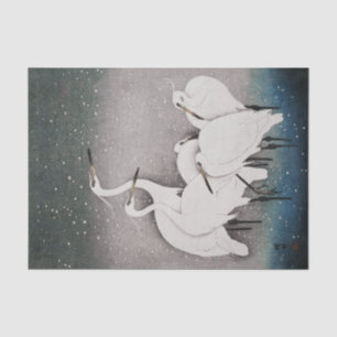 Papel De Seda Garzas Koson en la Nieve: Japonés Vintage