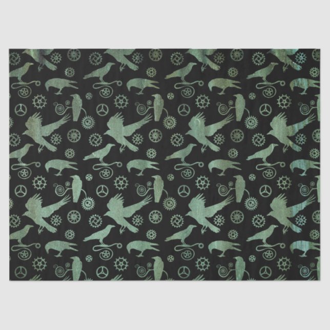 Papel De Seda Gases de bronce de Verdigris de Steampunk (Anverso)