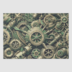 Papel De Seda Gases de relojería verde industrial Steampunk