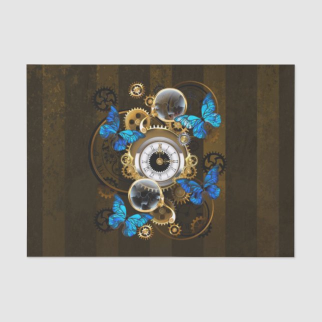 Papel De Seda Gases de vapor y mariposas azules (Anverso)