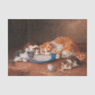 Papel De Seda Gata madre con tres gatitos, Brunel de Neuville