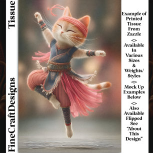 Papel De Seda Gata Tabby Jengibre Bailarina Bailando Decoupage D
