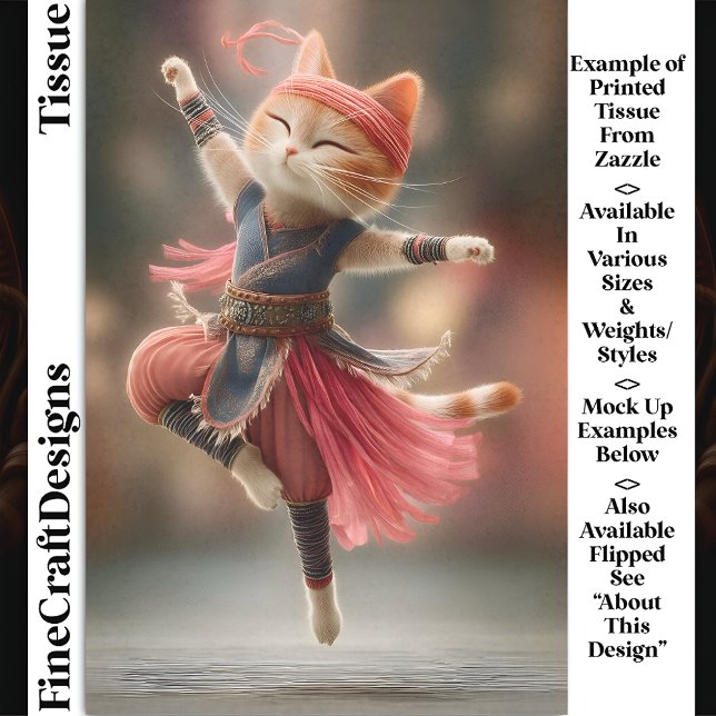 Papel De Seda Gata Tabby Jengibre Bailarina Bailando Decoupage D (Subido por el creador)