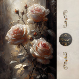 Papel De Seda Gathered Blush Roses Decoupage