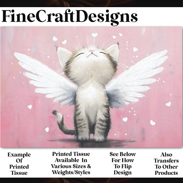Papel De Seda Gatito Adorable con Alas, Decoupage Rosa AV5 (Subido por el creador)