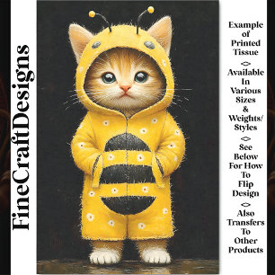 Papel De Seda Gatito Adorable Disfrazado De Abejorro AK4F Decoup