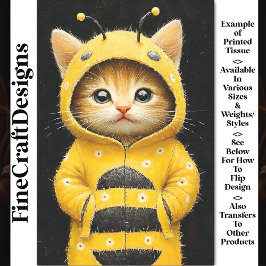 Papel De Seda Gatito Adorable Disfrazado de Abejorro AK4H Decoup