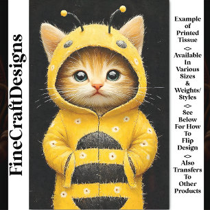 Papel De Seda Gatito Adorable Disfrazado de Abejorro AK4H Decoup