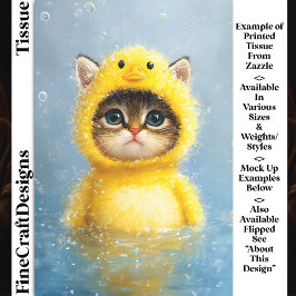 Papel De Seda Gatito Adorable Disfrazado de Pato Amarillo Decoup