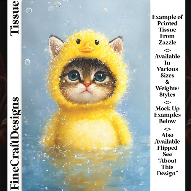 Papel De Seda Gatito Adorable Disfrazado de Pato Amarillo Decoup (Subido por el creador)