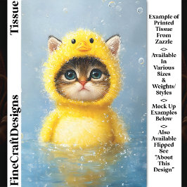 Papel De Seda Gatito Adorable Disfrazado de Pato Amarillo Decoup