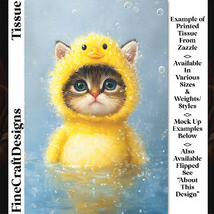 Papel De Seda Gatito Adorable Disfrazado de Pato Amarillo Decoup
