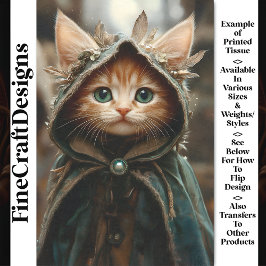Papel De Seda Gatito Adorable Gato En Una Capa En Bosques BT8 De